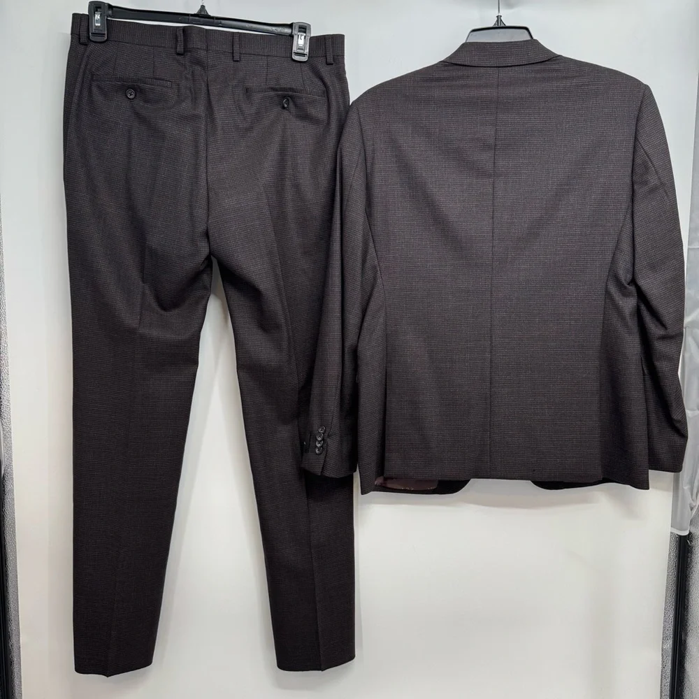 John Varvatos Bleecker-NN Wool 2-Piece Suit - NWT Size 40S 33S Brown MSRP $595